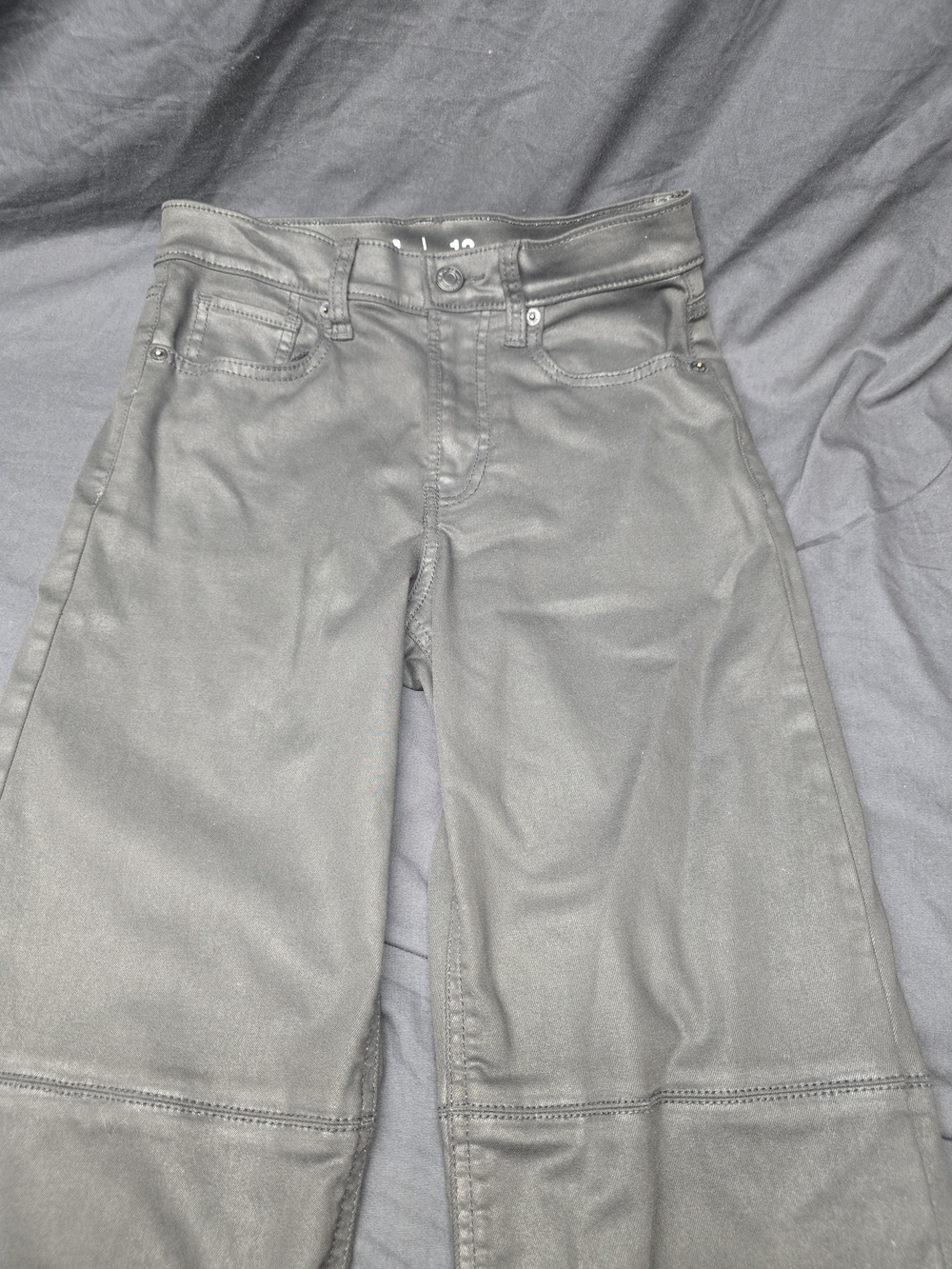 GAP Girls Teen 12 Sky High ’90s Loose Black Coated Faux Leather Pants